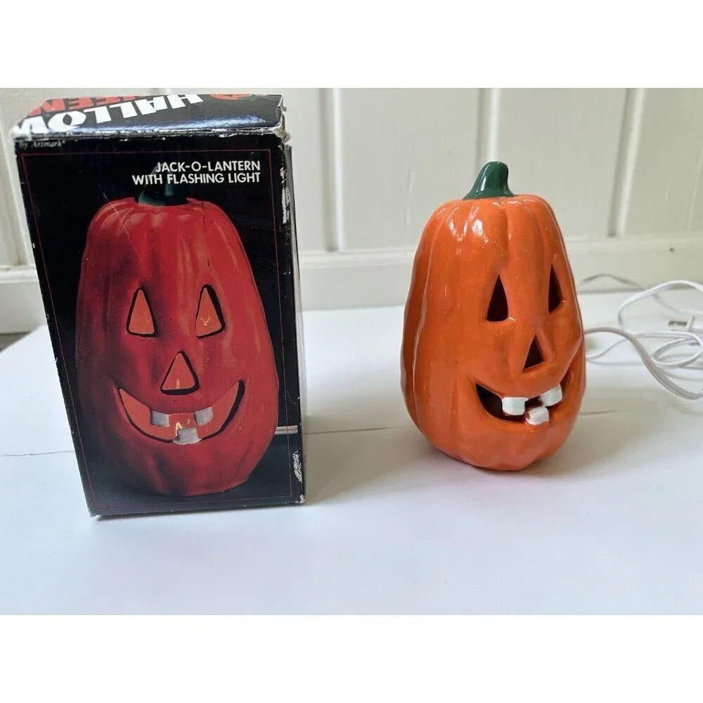 Vintage 1988 Artmark Jack O Lantern‎ Halloween Flicker Flashing Light Pumpkin